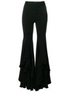 Versace Ruffled Hem Flared Trousers - Black