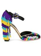 Dolce & Gabbana Embellished Fringe-heel Pumps - Black