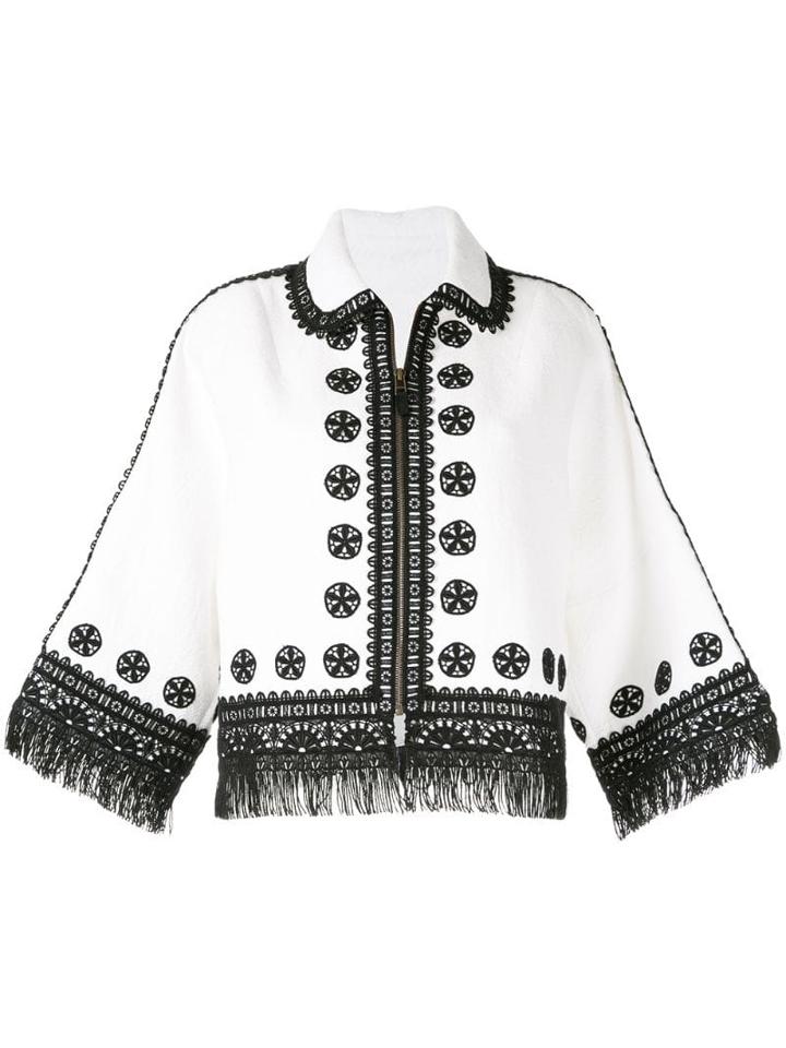 Andrew Gn Embroidered Zipped Jacket - White
