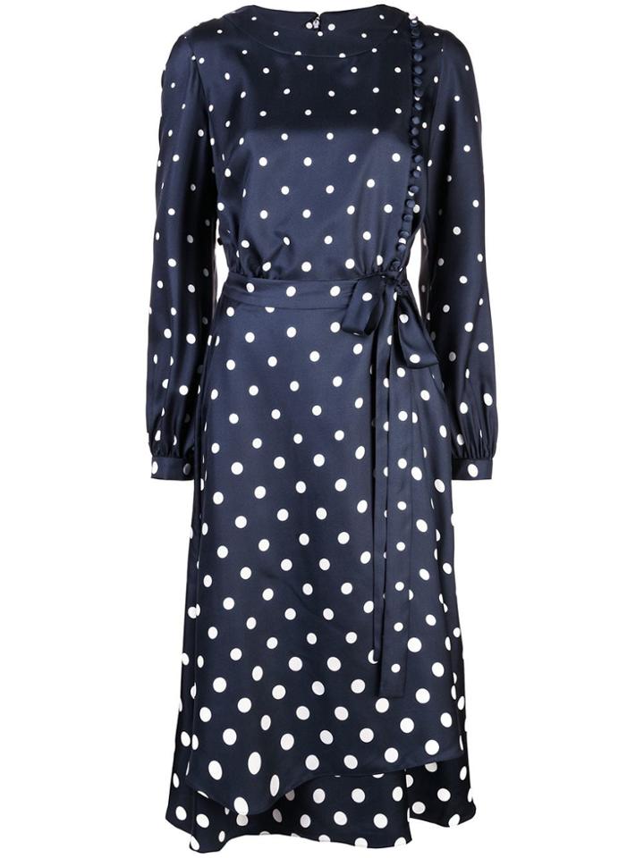 Oscar De La Renta Dégradé Polka Dot Dress - Blue