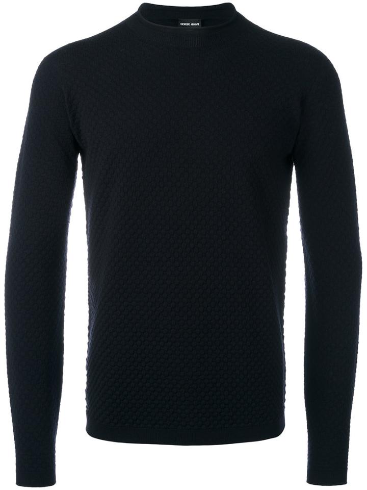 Giorgio Armani Crew Neck Jumper, Men's, Size: 48, Black, Virgin Wool/polyester