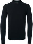 Giorgio Armani Crew Neck Jumper, Men's, Size: 48, Black, Virgin Wool/polyester