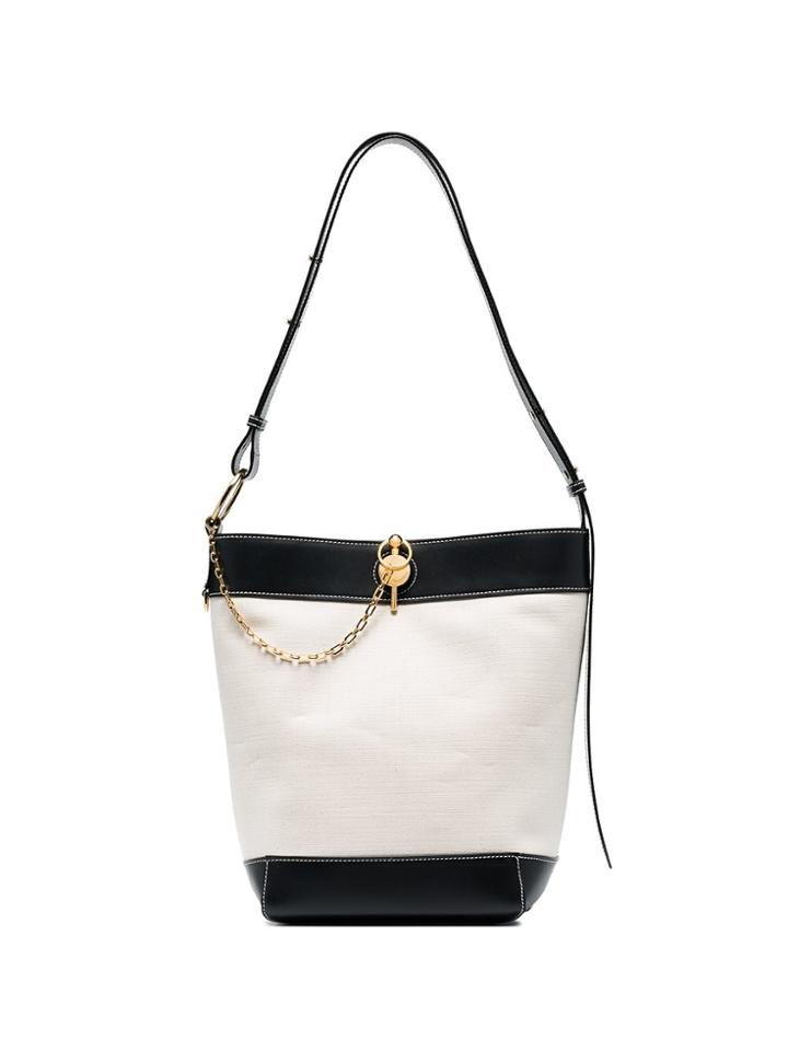 Jw Anderson Cream Key-chain Leather-trimmed Canvas Tote - Neutrals