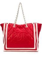 Chanel Vintage Large Quilted Logo Tote