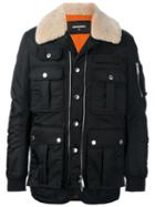 Dsquared2 Shearling Trim Shell Jacket, Men's, Size: 48, Black, Polyamide/lamb Fur/polyurethane