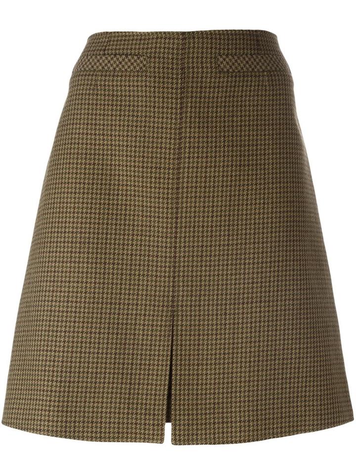 Courrèges Plaid A-line Skirt, Women's, Size: 38, Green, Wool/cupro