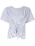 Portspure Striped Lace-up Top - White