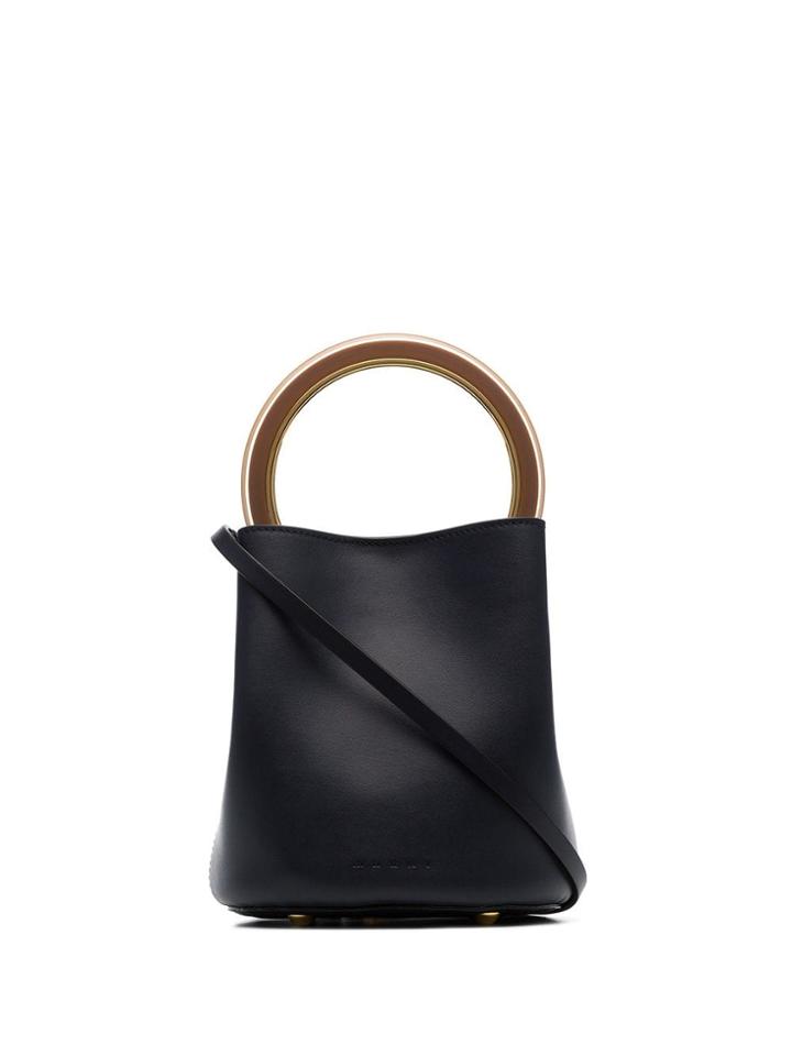 Marni Navy Blue Pannier Leather Resin Hoop Bracelet Bag