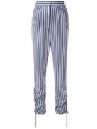 Tibi Shirred Striped Trousers - Blue