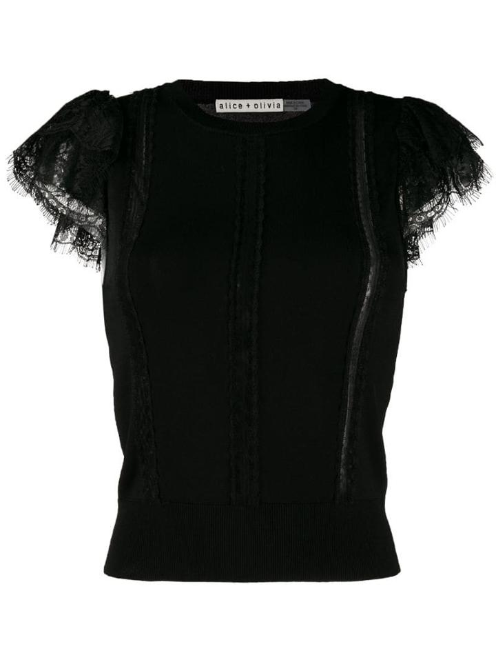Alice+olivia Rosio Lace Detail Top - Black