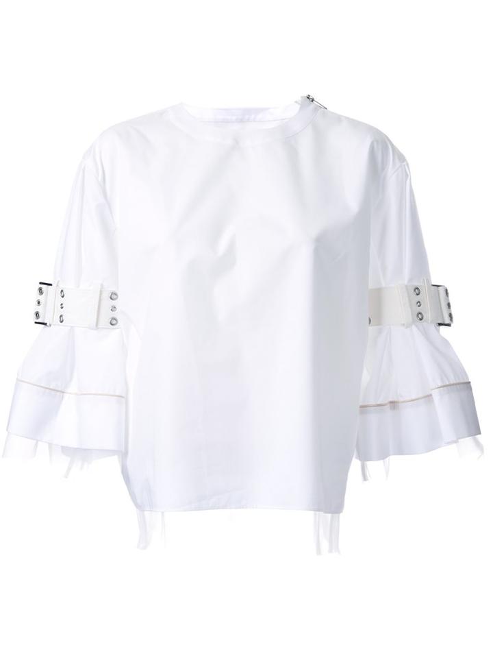 Sacai Buckle Sleeve Top, Women's, Size: 1, White, Polyester