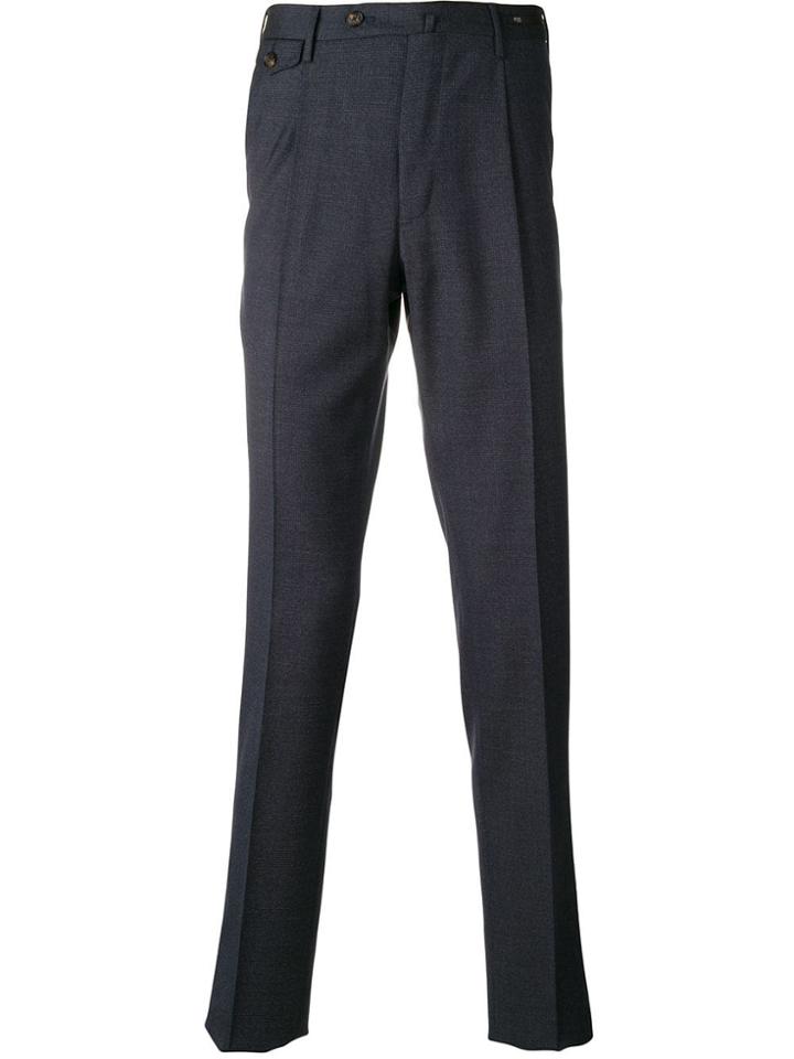 Pt01 Micro Check Creased Trousers - Blue