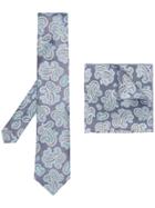 Canali Paisley Print Tie Set - Grey