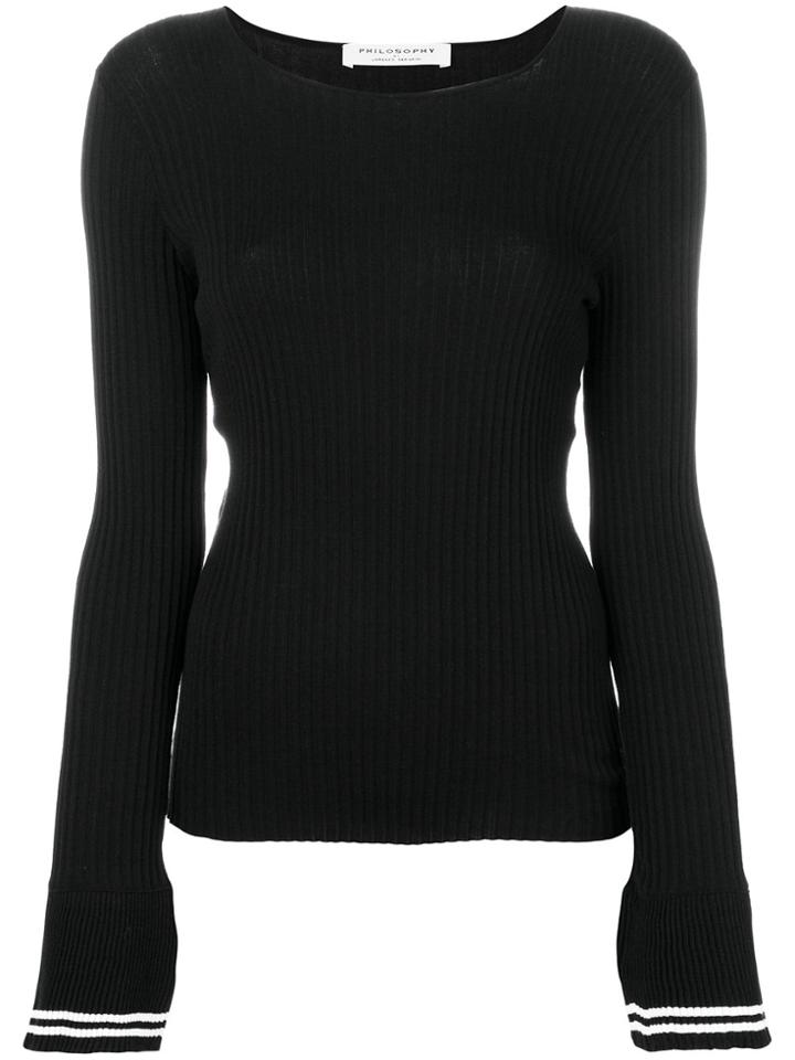 Philosophy Di Lorenzo Serafini Ribbed Pleated Cuff Sweater - Black