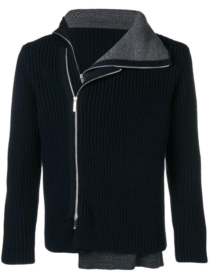 Emporio Armani Side Zipped Cardigan - Blue