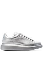 Alexander Mcqueen Metallic Silver Chunky Low-top Leather Sneakers