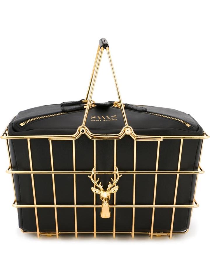 Savas Large 'caroline' Basket Bag, Women's, Black