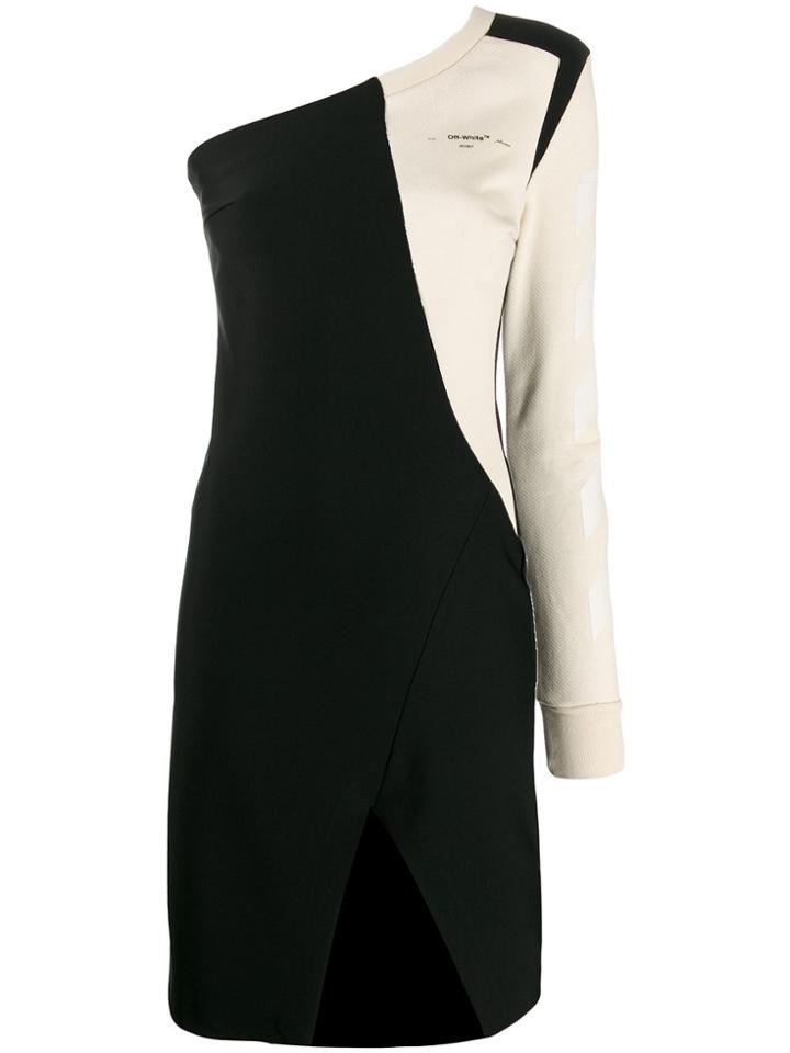 Off-white Logo Off The Shoulder Dress - Black