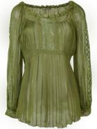Alberta Ferretti Sheer Pleated Blouse - Green