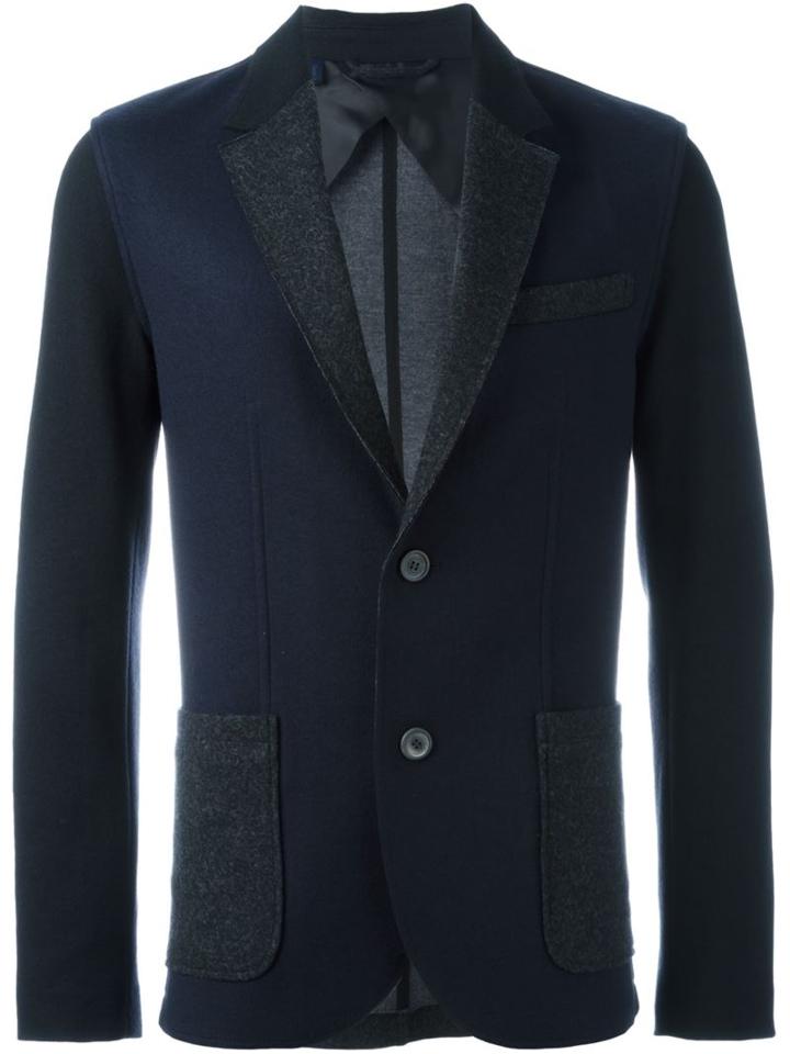 Lanvin Contrasting Two Button Jacket, Men's, Size: 52, Blue, Polyamide/spandex/elastane/viscose/virgin Wool