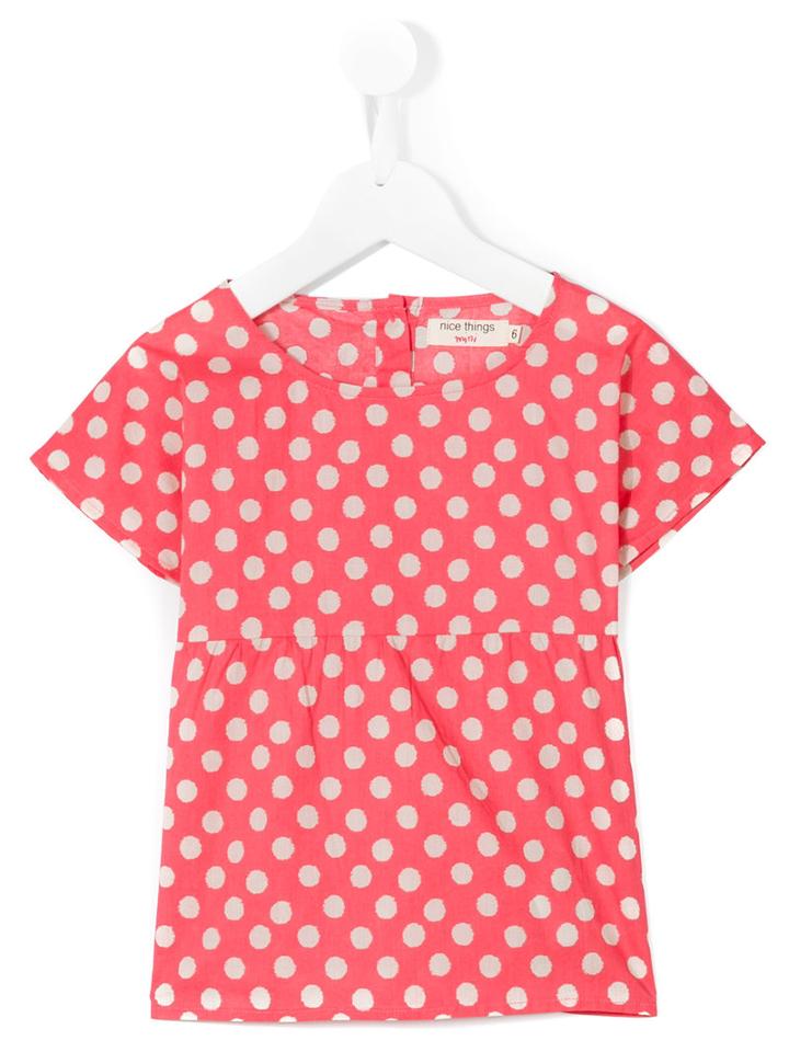 Nice Things Mini - Blurred Dots Top - Kids - Cotton - 10 Yrs, Pink/purple