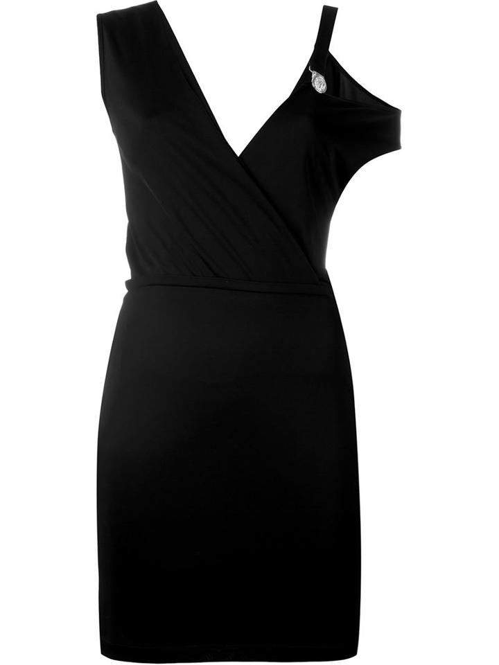 Versus Draped Strap Mini Dress, Women's, Size: 44, Black, Viscose