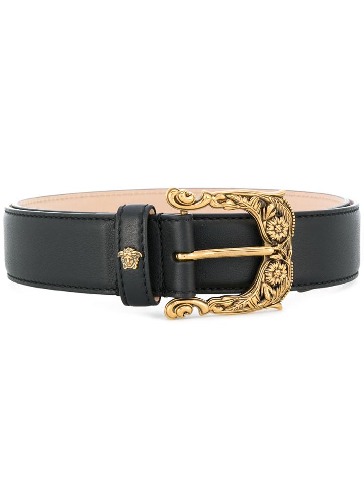 Versace Baroque Buckle Belt - Black