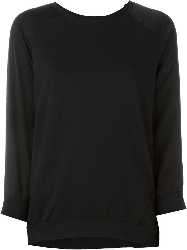 Andrea Ya Aqov Raglan Sleeve Sweatshirt, Women's, Size: S, Black, Cotton/modal/cupro
