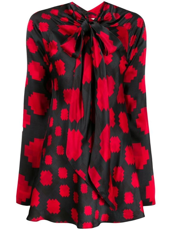 Marni Pussycat Bow Printed Blouse - Red