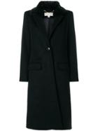 Michael Michael Kors Single Breasted Faux Fur Collar Coat - Black