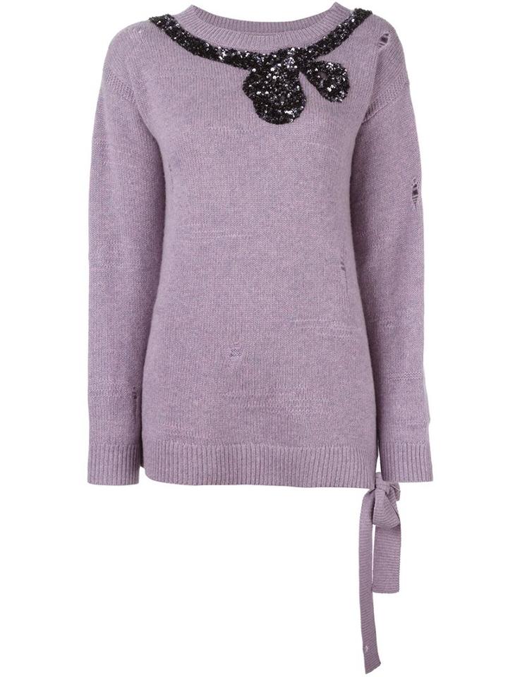 Marc Jacobs Sequin Bow Jumper, Women's, Size: Medium, Pink/purple, Cashmere