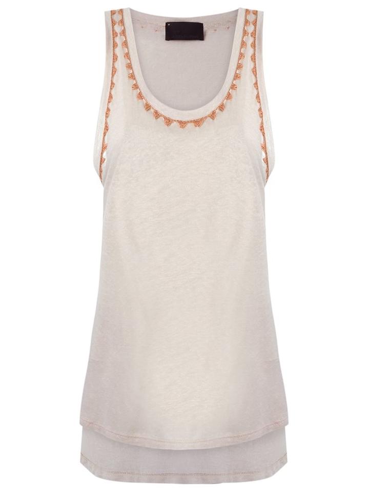 Andrea Bogosian Embroidered Tank Top, Women's, Size: P, Brown, Cotton