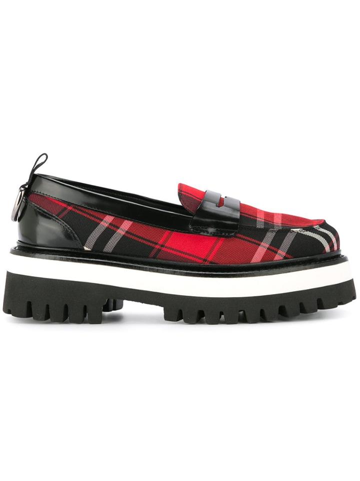 Msgm Tartan Platform Loafers - Black