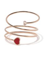 Chopard 18kt Rose Gold Happy Hearts Diamond And Red Stone Bangle