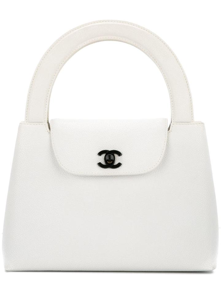 Chanel Vintage Cc Logos Hand Bag - White