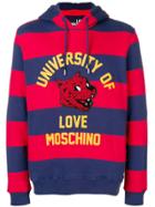Love Moschino University Striped Hoodie - Red