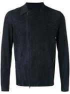 Salvatore Santoro Asymmetric Zipped Jacket, Men's, Size: 52, Blue, Sheep Skin/shearling