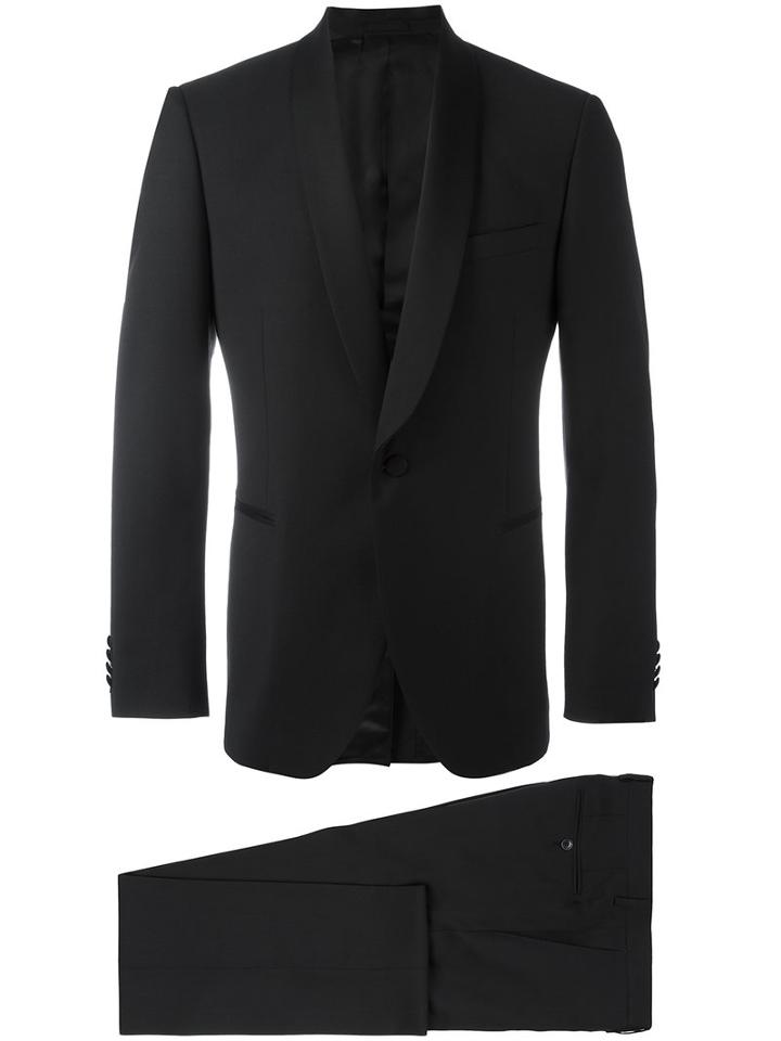 Lardini Shawl Lapel Two-piece Suit, Men's, Size: 54, Black, Wool/viscose/cupro