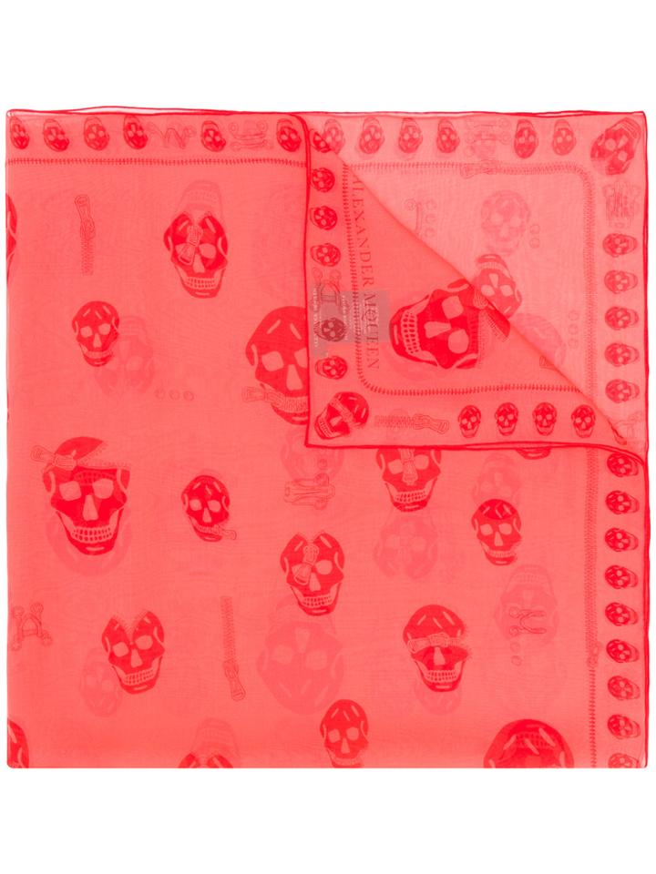 Alexander Mcqueen Classic Skull Scarf - Yellow & Orange