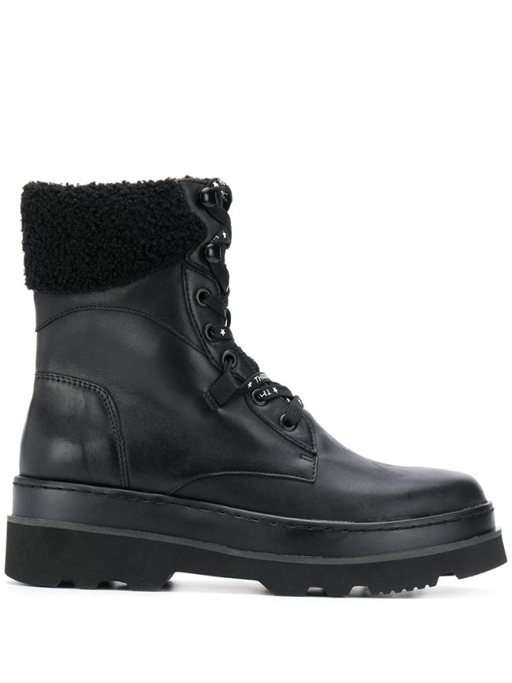Ash Shearling Biker Boots - Black