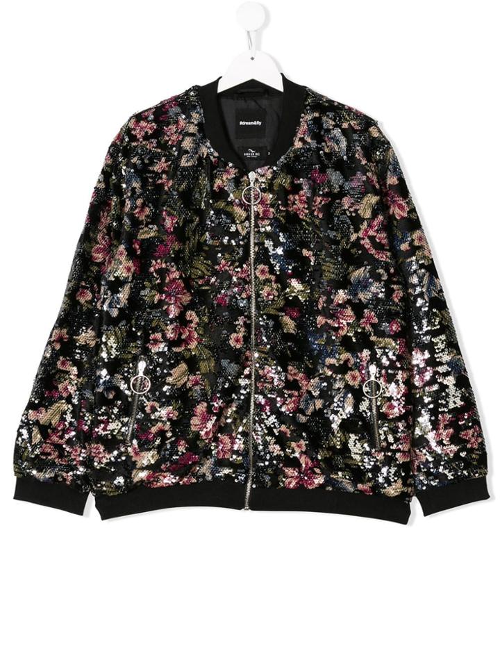 Andorine Teen Sequin Bomber Jacket - Black