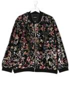 Andorine Teen Sequin Bomber Jacket - Black