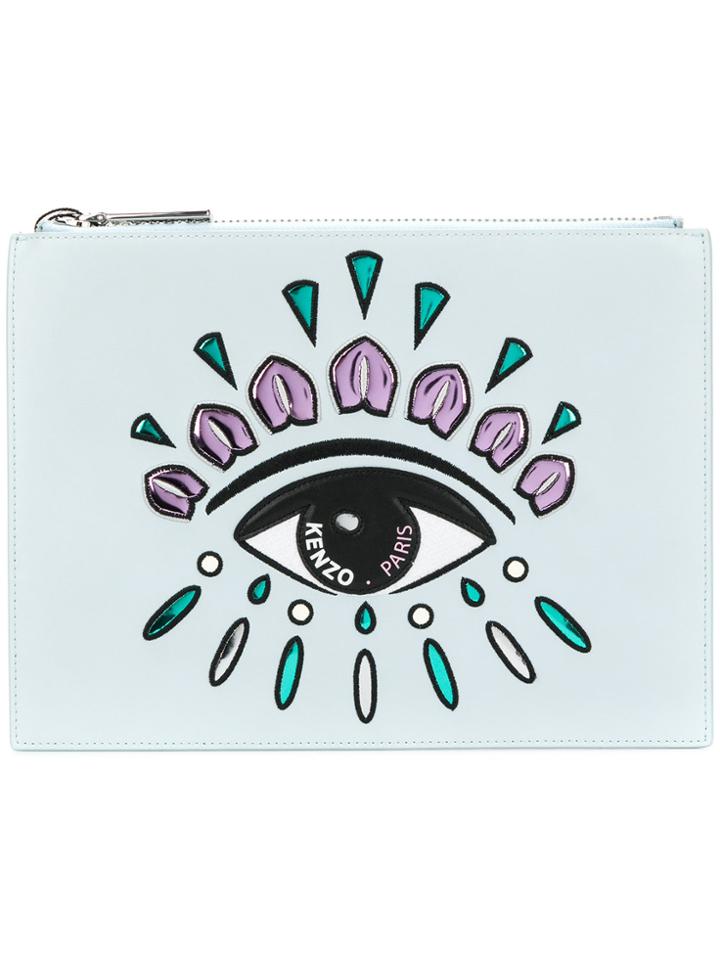 Kenzo Embroidered Eye Clutch - Blue