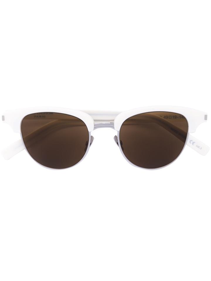 Saint Laurent - Half Frame Sunglasses - Women - Acetate - One Size, White, Acetate
