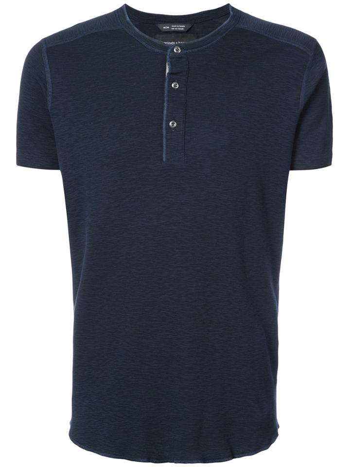 Wings+horns Henley T-shirt - Blue