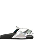 Nº21 Twist Detail Metallic Slides - Silver