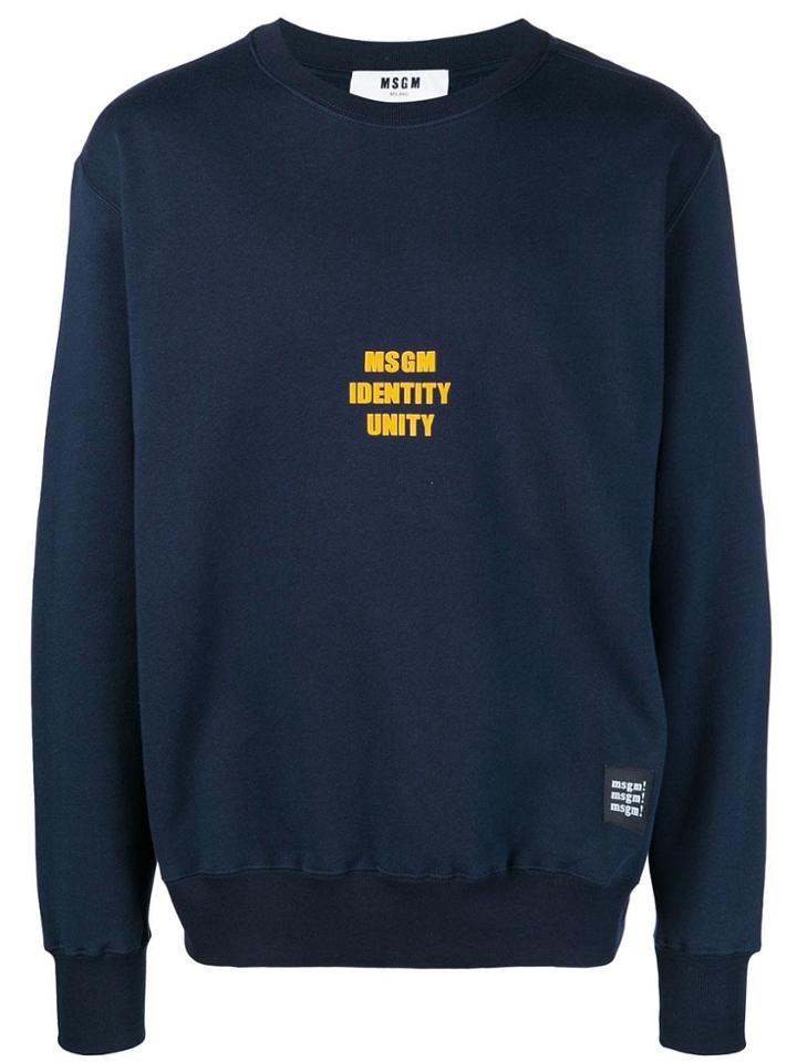 Msgm Round Neck Sweatshirt - Blue