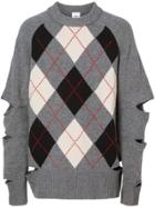 Burberry Cut-out Detail Merino Wool Cashmere Sweater - Grey