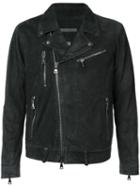 John Varvatos - Washed Biker Jacket - Men - Goat Skin - M, Blue, Goat Skin