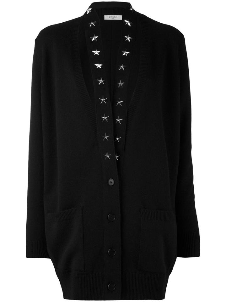 Givenchy - Star Trim Cardigan - Women - Cotton/viscose/cashmere - S, Black, Cotton/viscose/cashmere